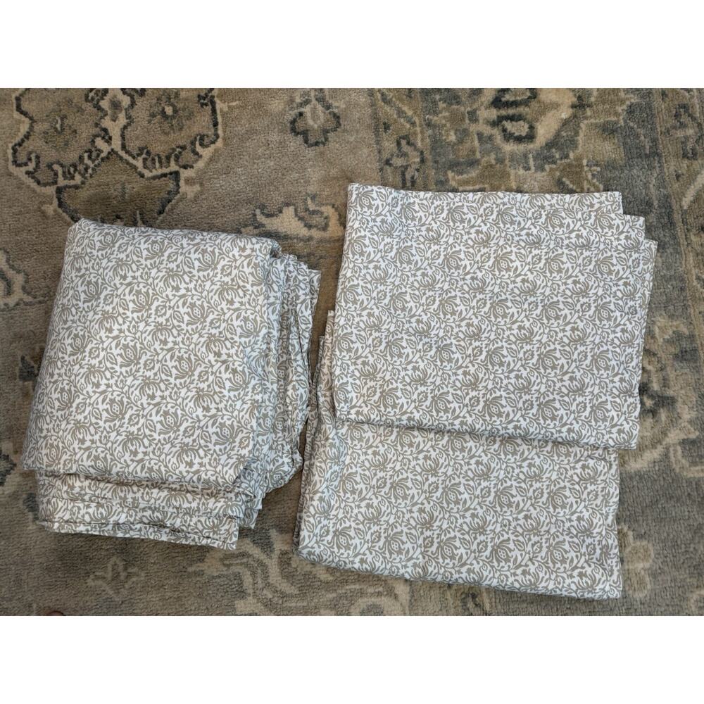 BOLL & BRANCH Signature Hemmed DUVET 3 Piece SET White Oak Floral Queen NEW $379